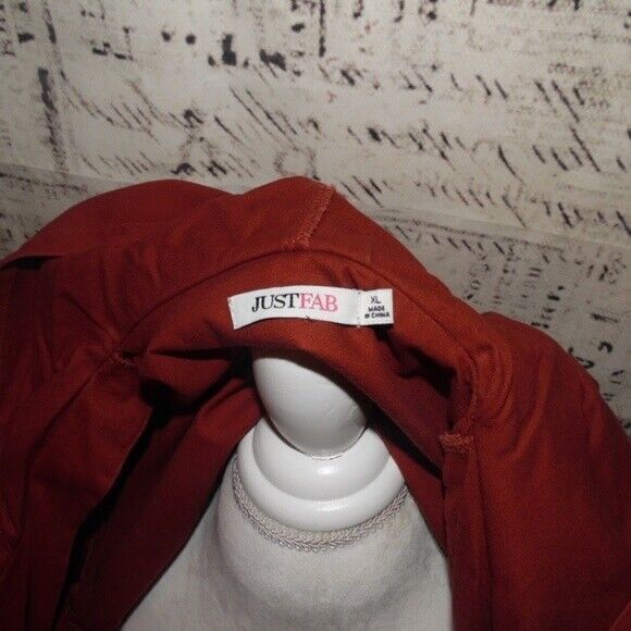 Just Fab Frayed Hooded Parka Size XL Brick Red - Picture 4 of 6
